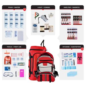 6 Person Essential Survival Kit, Rolling Bag, Backpack