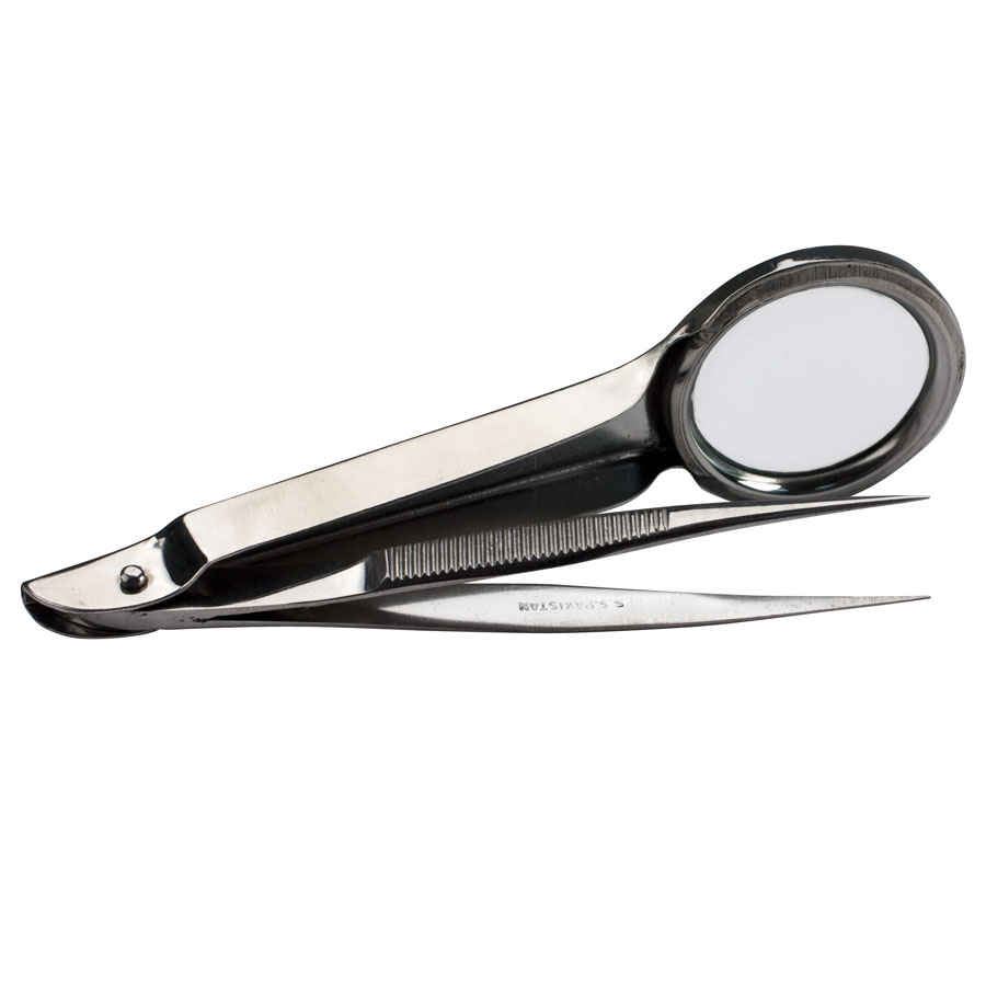 Tweezers with Magnifier, 3-3/4"
