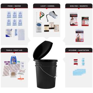 1 Person Necessity Survival Kit, Bucket and Lid